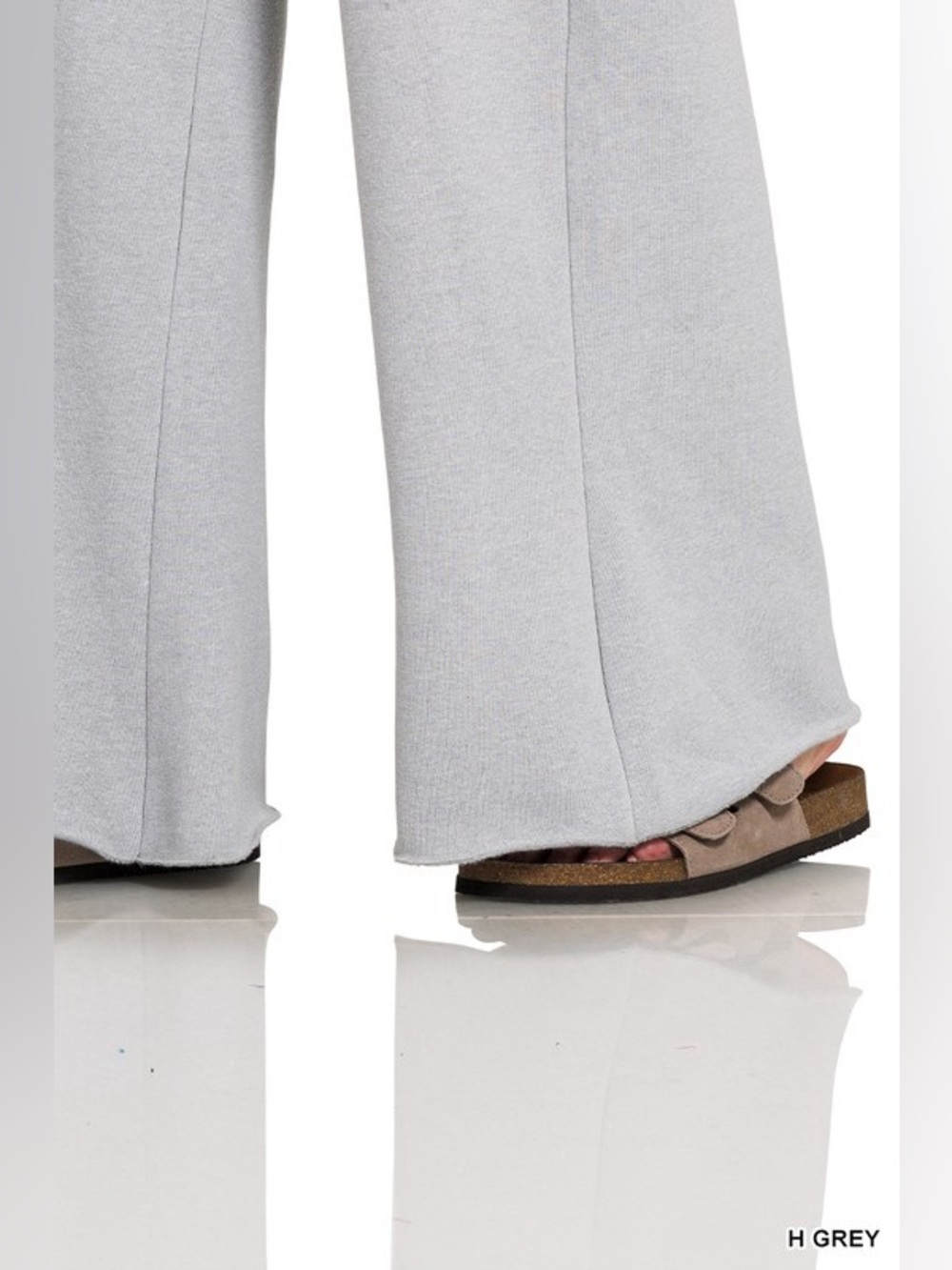 NWT ZENANA Charcoal Fleece Exposed Seam Wide Leg Sweatpants - Picture 3 of 9